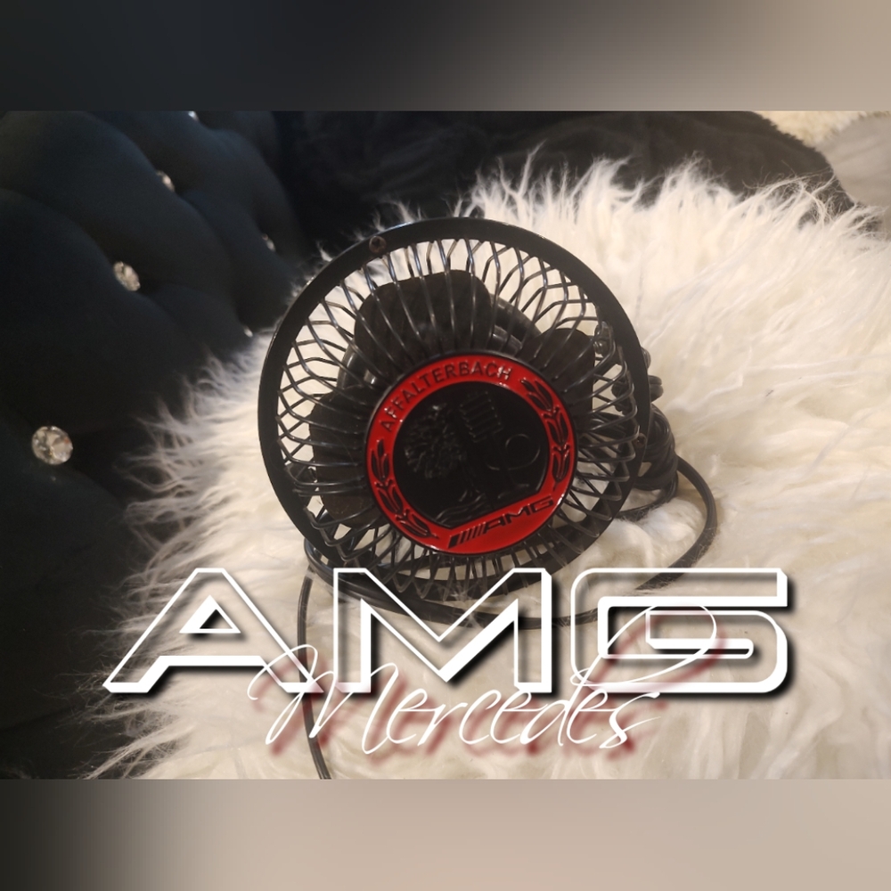 Metal Desk Fan w/ Metal AMG Mercedes Decal